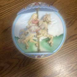 Vtg Carousel Daydreams “ Swept Away” Bradford Exchange 1994 Musical Plate Tested Works