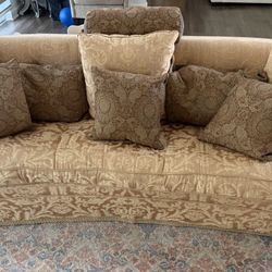 Two Silk Damask Sofas and an oversized coffee table