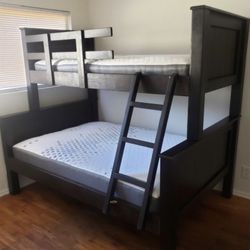 Solid Pine Wood Bunk Bed With Mattress Included