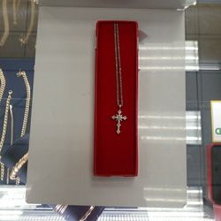 Pendant Chain 10K 9.1G 1.3 Karat Natural Diamonds 