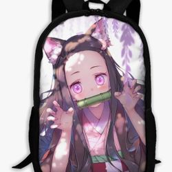 Anime Cartoon Backpack 17 Inch Girls Backpack Elementary Middle School Laptop Backpack Bookbag for Travel Hiking (A)
