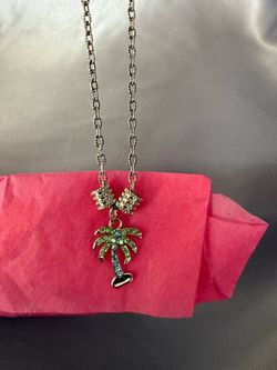 Crystal Palm Tree Charm Necklace