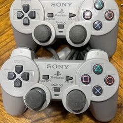 Sony PlayStation PS1 Dual Shock Analog OEM Controller SCPH-1200 Lot of 2