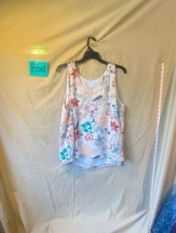 Adrienne Vittadini Women's Beige Floral Tank Top Size XL NWT