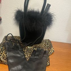 Vintage Retro Satin With Ostrich Feather Bag 