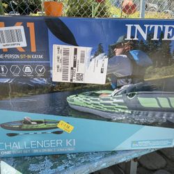 Brand New Intex Challenger K1 Inflatable Kayak With Pump And Oar