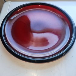Vintage Smooth Ruby Red Glass 7.5” Plates Depression Seamless Thick SET OF 14