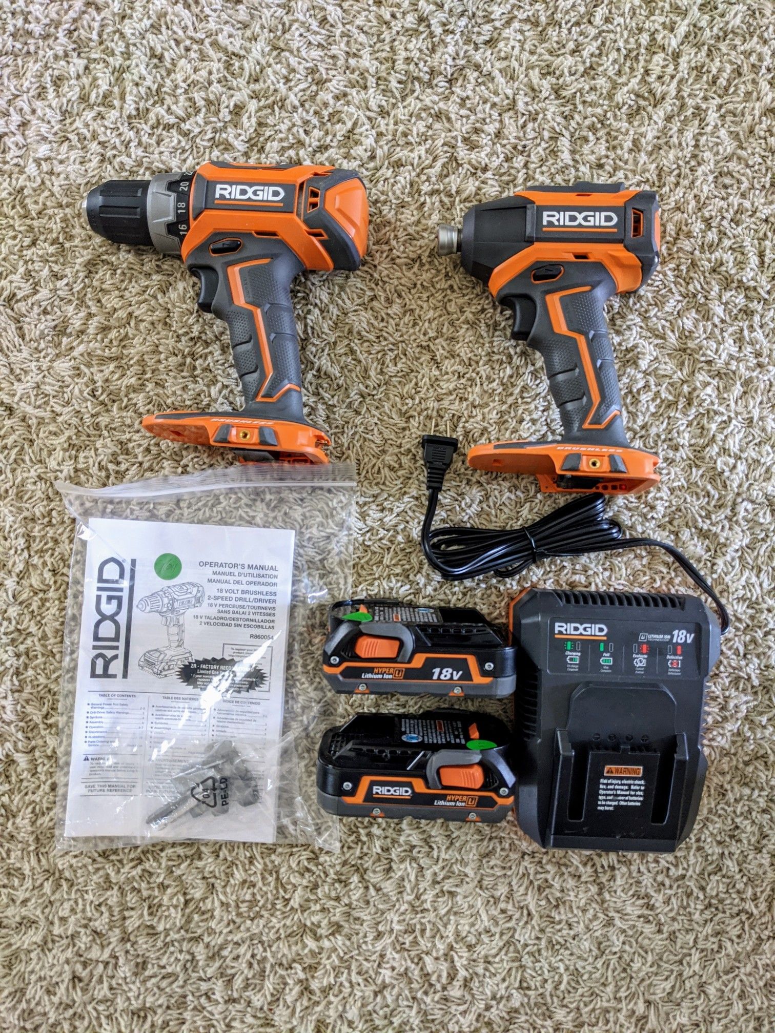 RIDGID 18v 1/2" Drill/driver and 1/4" Impact Driver