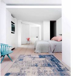 8/10 Modern Soft Blue Gray Rug Carpet 