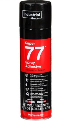 3M Super 77 Multipurpose Permanent Spray Adhesive Glue, Paper, Cardboard, Fabric, Plastic, Metal, Wood, Net Wt 16.75 oz