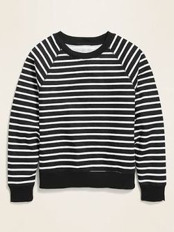 Old Navy Black & White Striped Crewneck Sweatshirt - Size S
