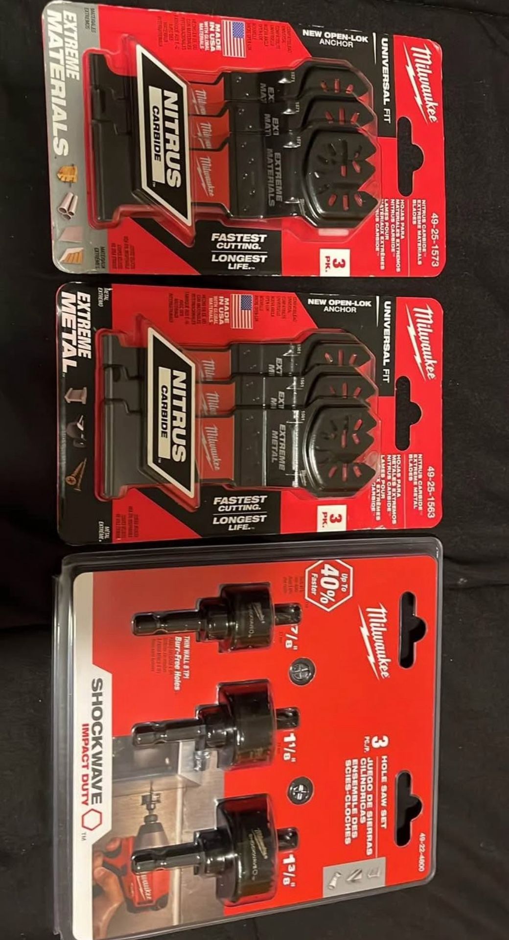 Milwaukee Blades & Hole Saw Set – 9 Pieces – $125 – Pickup Milton