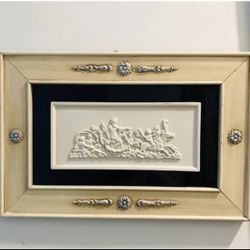 Vtg Mythological Panel on Glass Framed Midcentury Wall Art from Daniel Jones inc