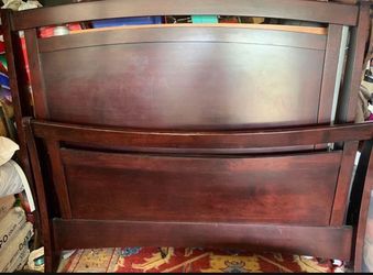 Dark Cherry Wood Bed Headboard and Footboard