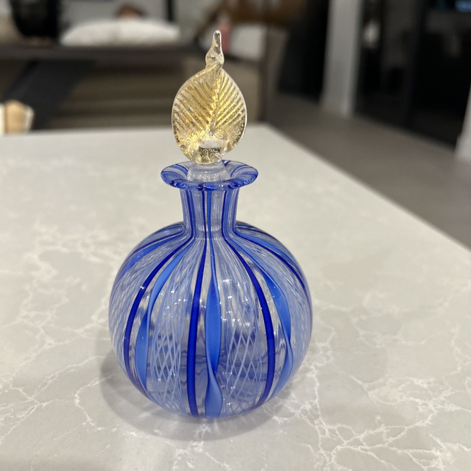 Murano Glass Beautiful Blue Perfume Bottle