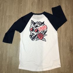 Vintage New Vans Wolf Raglan Tee Quarter Sleeve Mens Size MEDIUM