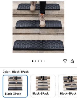 Rubber Stair Treads Non Slip Outdoor/Indoor 30" x 10" 3-Pack
