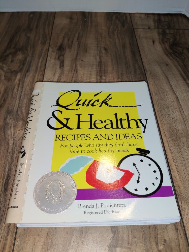 Vintage 1994 Quick And Healthy Recipes And Ideas Cookbook By Brenda J Ponichtera. Has wear from age and use. Sold as is.

