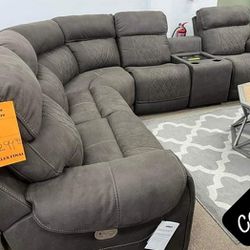$39 Down Payment 6 Pcs Power Reclining Sectional Sofa  
