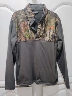  Habit Medium Long Sleeve Pull Over 1/4 Button Up Collared Gray and Camo Men's Jacket