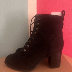 Journee Collection Womens Baylor Lace Up Stacked Heel Booties Black 9