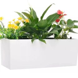 Self Watering Planter Pots 7.5”x 20” Inch with 10 Quarts Coco Soil White