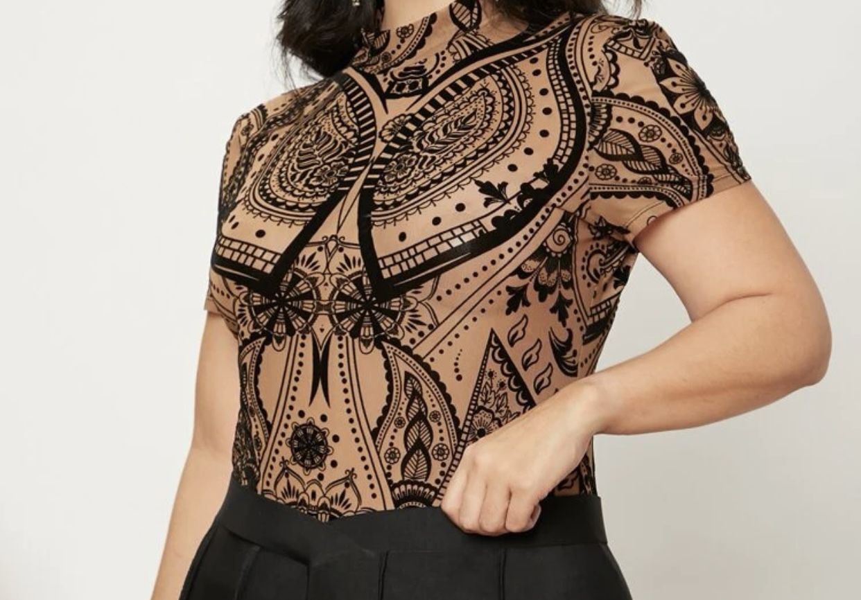 New Paisley and polkadot print, mesh panel top