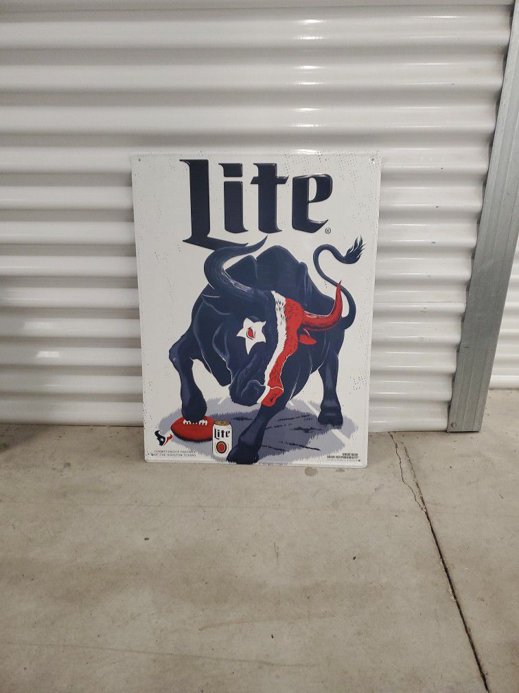 Houston Texan Miller Lite Metal Bar Sign