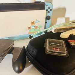 Nintendo Switch Animal Crossing Edition + Luigi’s Mansion 3 + 512GB SD Card - Great condition!