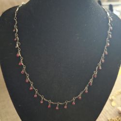 Vintage Black Necklace With SAPPHIRE LAB CREATED  DIAMONDS