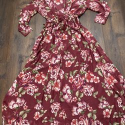 Womans Burgundy Flower Dress Size 3x By Xtaren #6