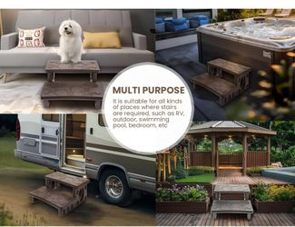 XtremepouwerUS Premium Multi Purpose 2-Step Spa Hot Tub Pool RV Campers Deck Steps Lightweight Sided Step (White)