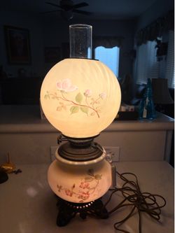 Vintage gone with the wind style hurricane lamp electrified