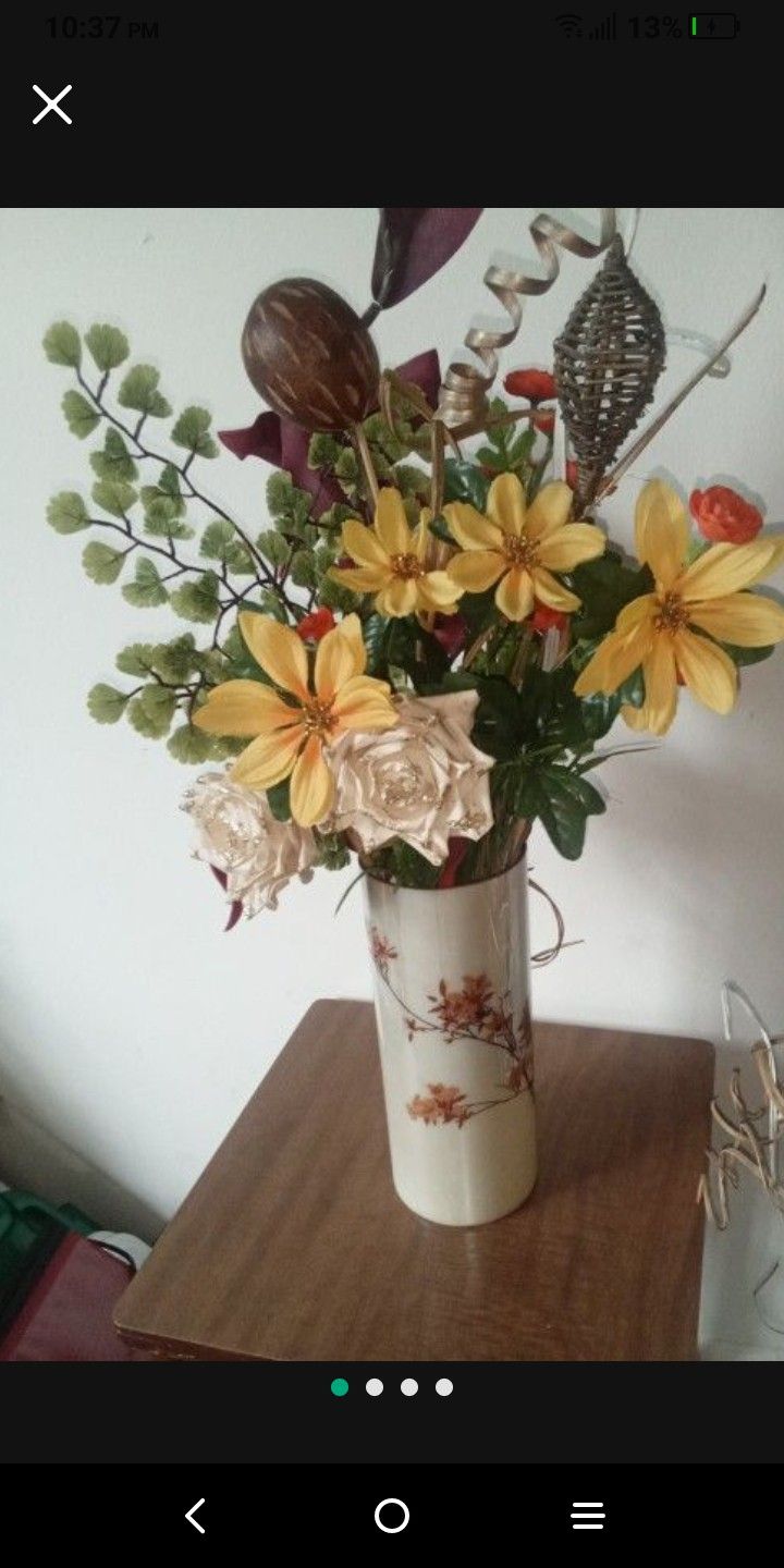 Tall Vintage Vase With Flowers Gorgeous