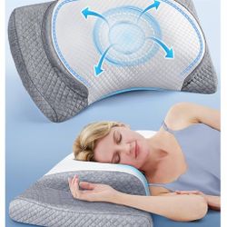 Ultra Comfort Cervical Neck Pillow for Pain Relief, Adjustable Side Sleeper Pillow Fit Shoulder Perfectly, Odorless Ergonomic Memory Foam Pillow w/Arm