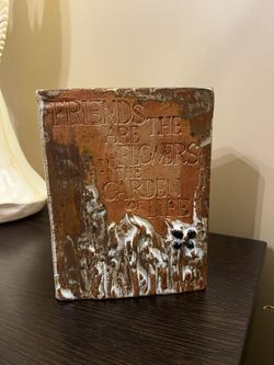 Vintage Joy Elaine Friendship Pottery Square Vase Art Pottery Sculpture 