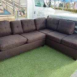 Super Deal 
Sectional 2 Pcs 
Reversible Chaise 
Storage Chaise
Cup Holder Trade 
Fabric In Stone Grey
Available In Chocolate Color 
$449+ Tax
FREE LOC