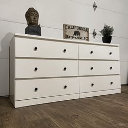 HUGE White 6-Drawer Dresser w/ Black Knobs | Almost Like New