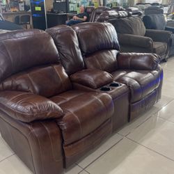 Leather Loveseat 