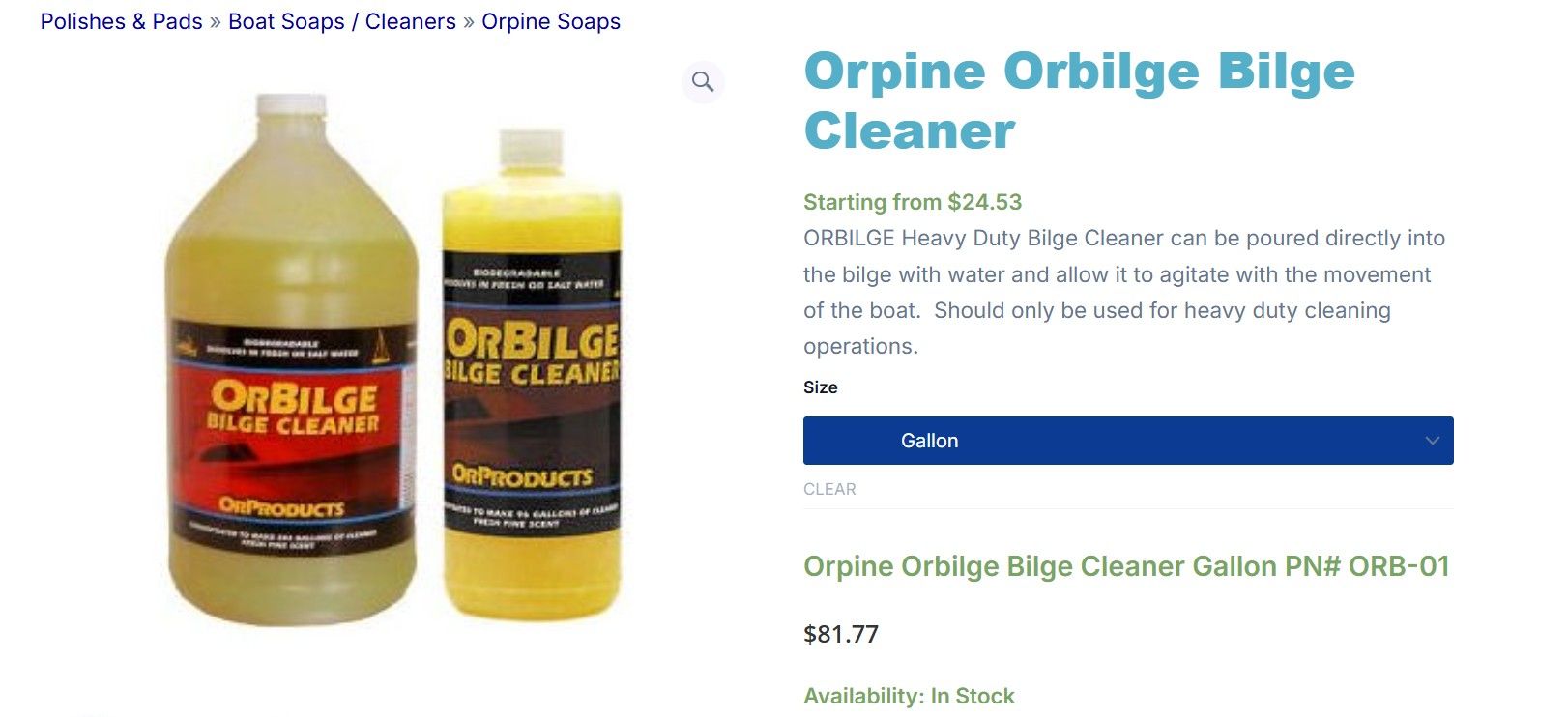 Selling 2 Gallons Of OrBilge Concentrated Boat Cleaner