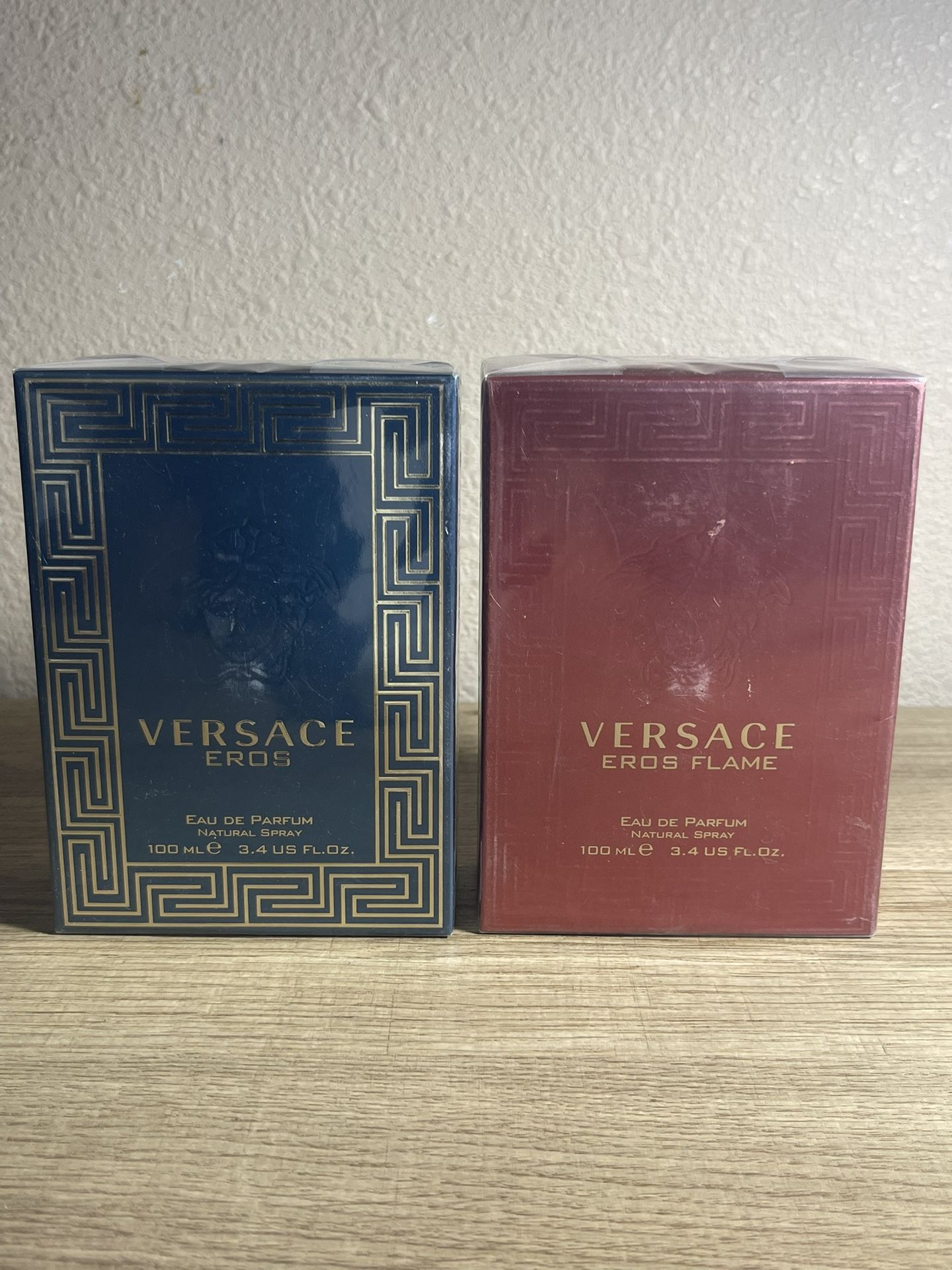VERSACE EROS & FLAME COMBO EDP Natural Spray for Men Fragrance 3.4 oz 100 ml New