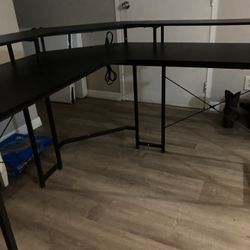 L shaped Black computer desk 