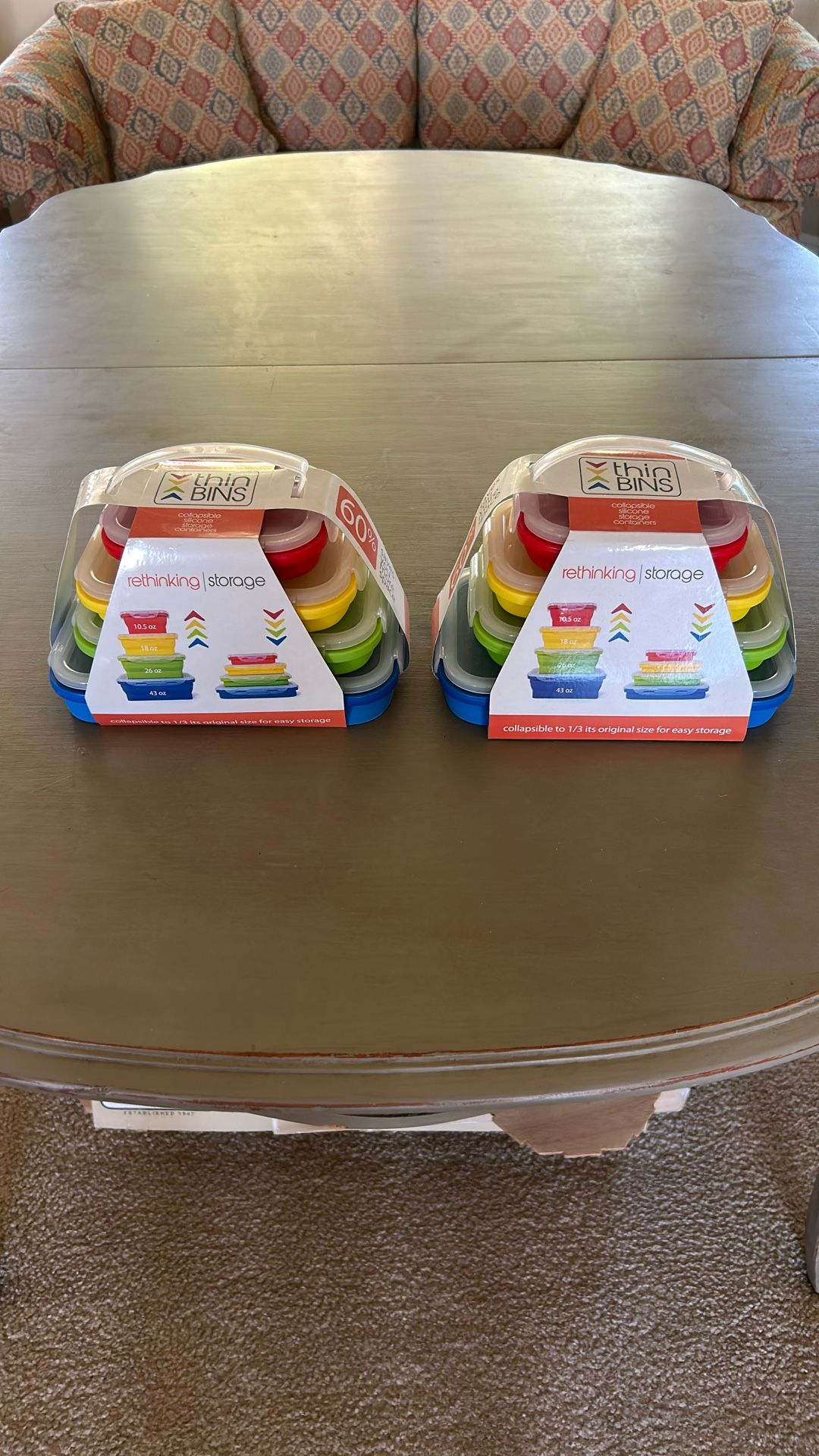 Thin Bins Collapsible Silicone Storage Containers