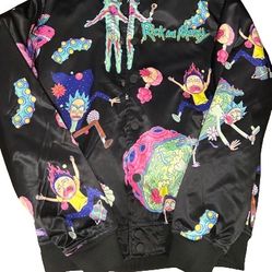 Rick And Morty Satin Leather Jacket