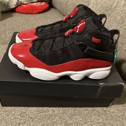 Jordan 6 Rings, Black Gym Red White, Size 10, New