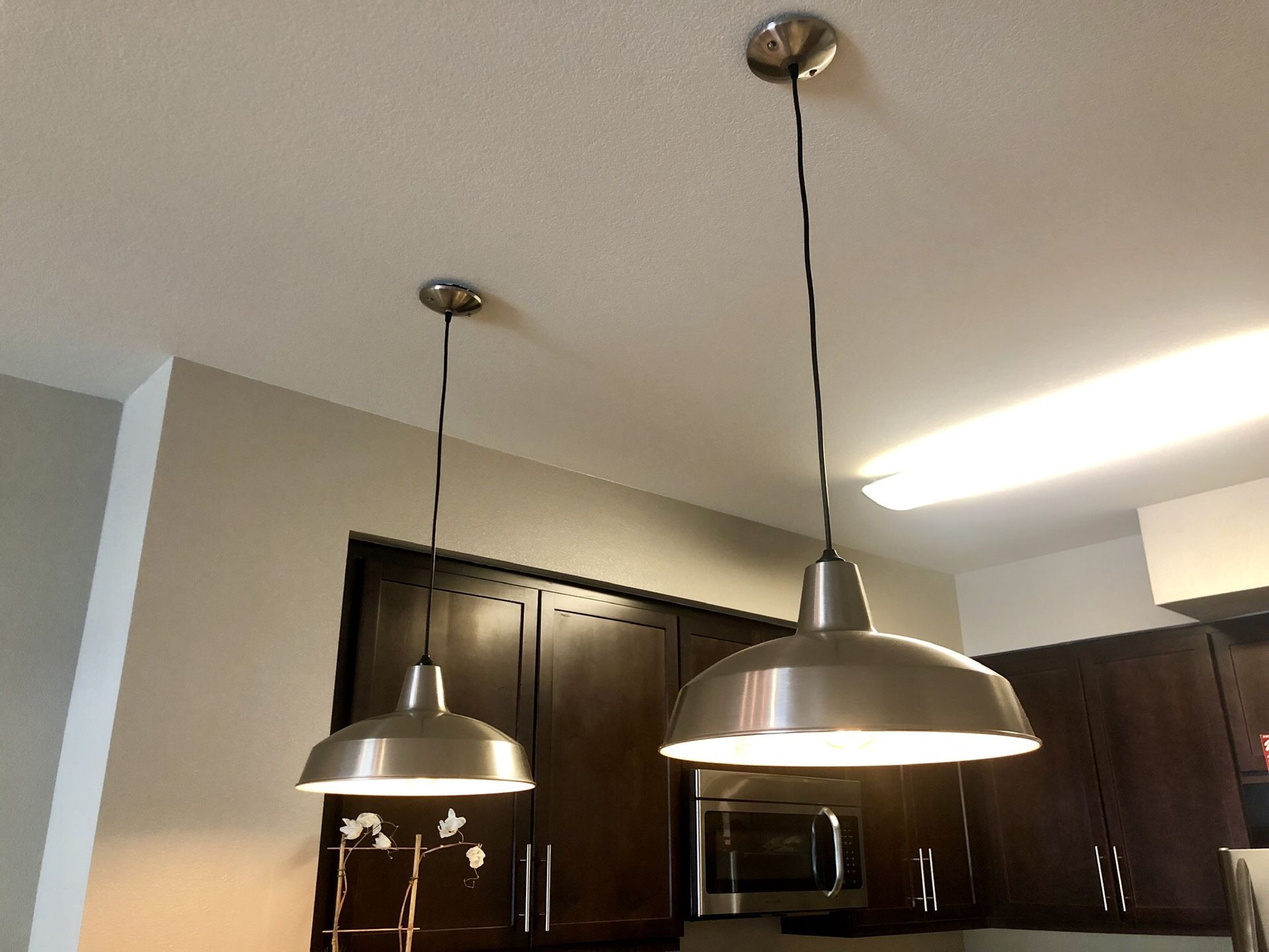 2 Pendant hanging dimmable lights with Edison bulbs - billiard style