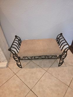 decorative wrought iron upholstered bench