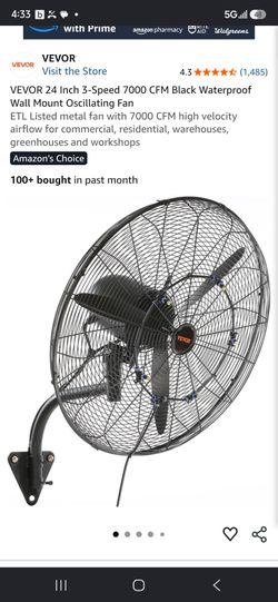 Industrial wall mounting fan with misting system for livestock gym or garage Etc
