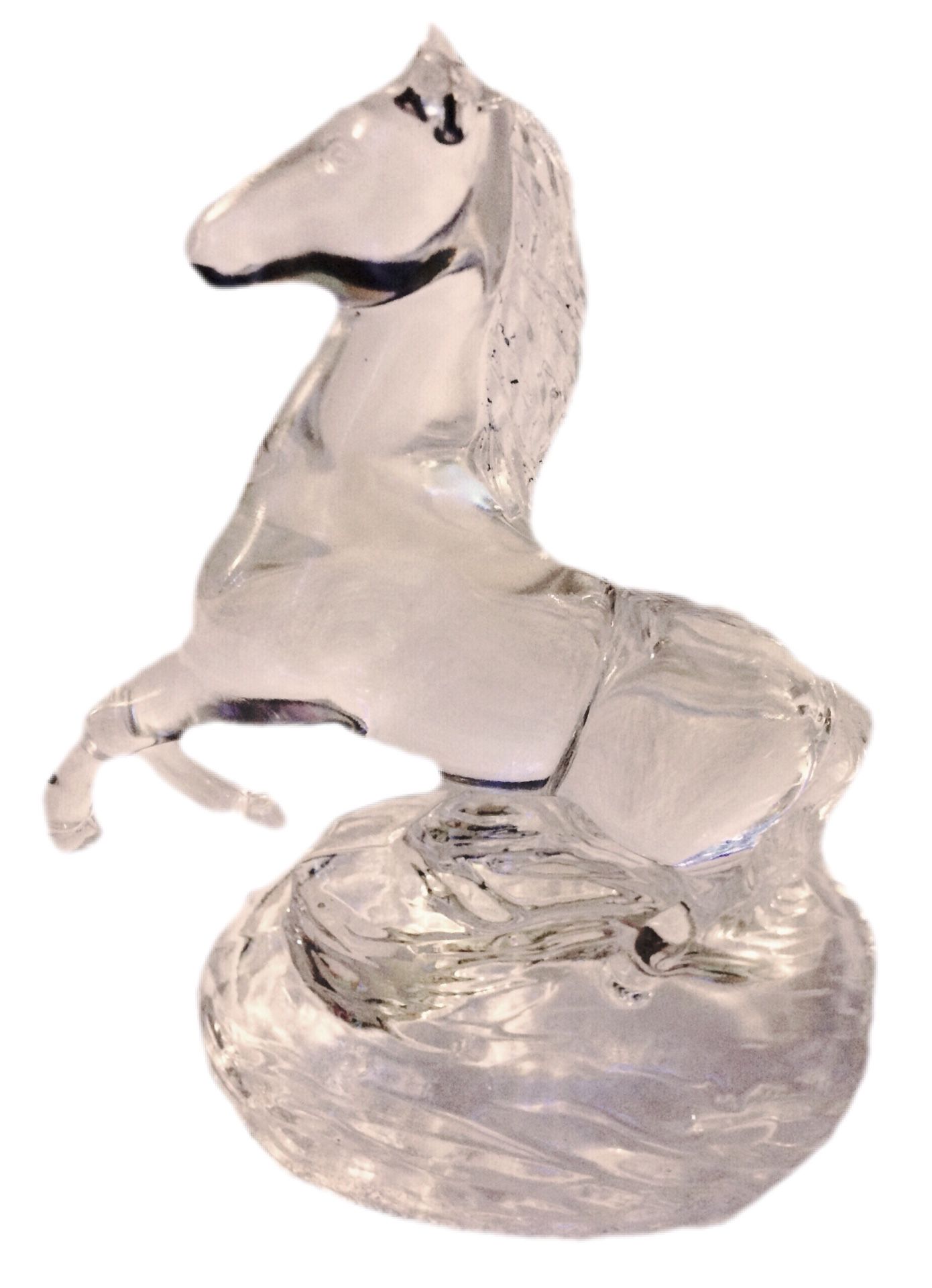 Christmas Handblown Art Glass Icy Crystal Horse Statue Figure Decorative Collectable