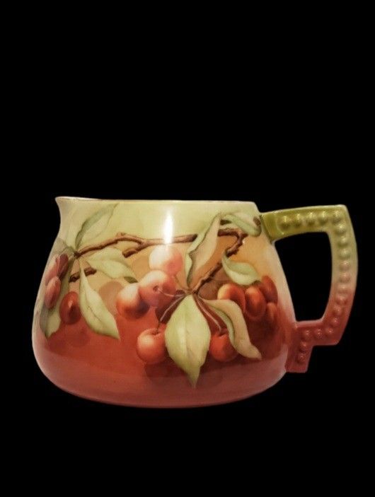 Antique American Belleek handpainted cider pitcher